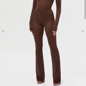 Naked Wardrobe Velvet Mesh Bootcut Pants Size Medium NWOT